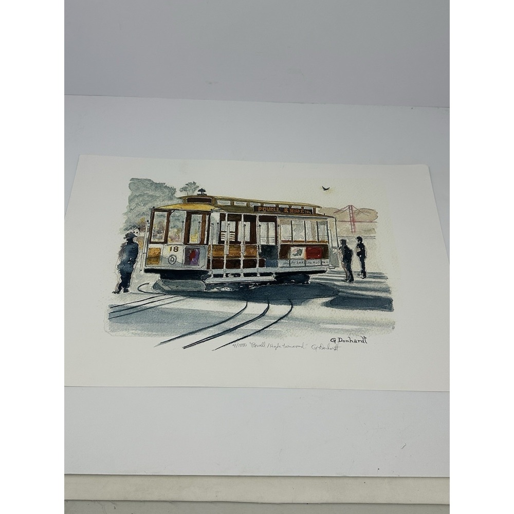Vintage Artist Signed 4/1000 Watercolor Style Print "Powell/Hyde Turnaround"